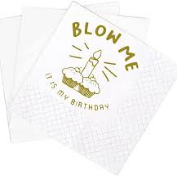NEW Bulk Funny Blow Me It’s My Birthday Cocktail Party Napkins - Picture 3 of 6